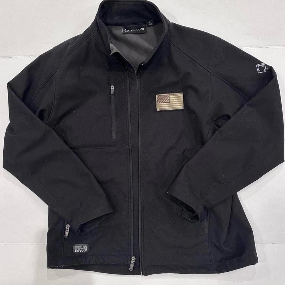 DRI DUCK ACCELERATION DDX Black Work Jacket Large Removable American Flag Patch